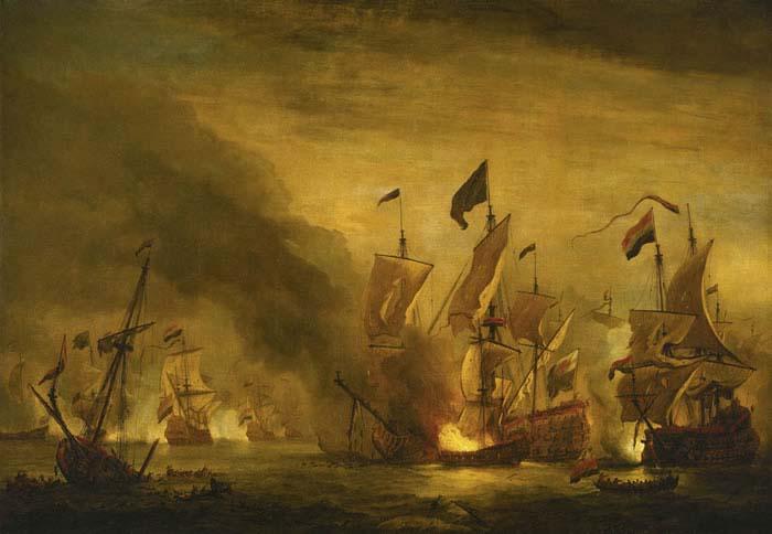  The burning of the Royal James at the Battle of Solebay